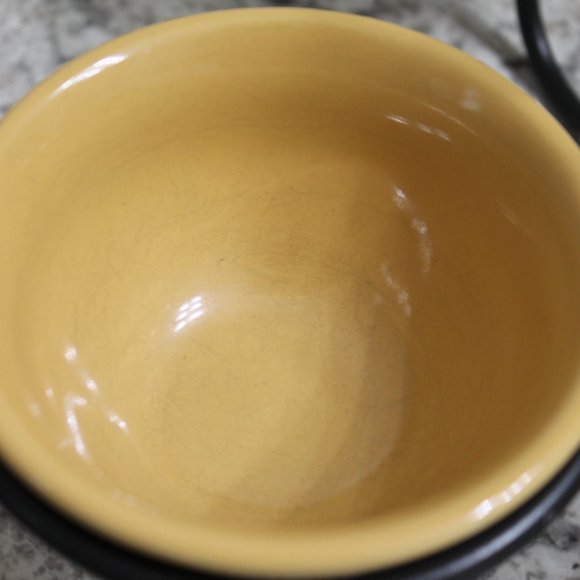 Longaberger Dessert Bowls with Wrought Iron Caddy Server Stand Butternut Yellow - Picture 6 of 8